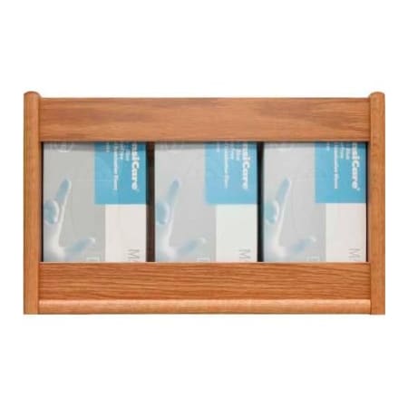 Wooden Mallet Wooden Mallet 3 Pocket Glove/Tissue Box Holder - Rectangle, Light Oak GBS11-3LO